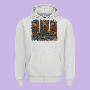 Tooled Leather Fall Background Zipper Hoodie Designed By Ranaportraitstore