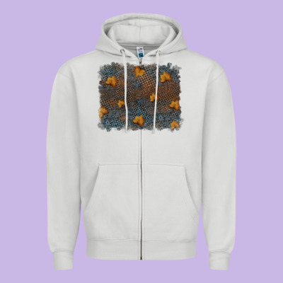 Tooled Leather Fall Background Zipper Hoodie Designed By Ranaportraitstore