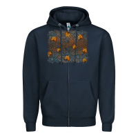 Navy tooled leather fall background Zipper Hoodie - RanaPortraitStore
