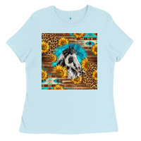 Baby Blue western paint horse Ladies Tee - LillyAllenDesigns