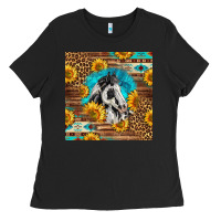 Black western paint horse Ladies Tee - LillyAllenDesigns