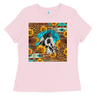 Bubblegum Pink western paint horse Ladies Tee - LillyAllenDesigns