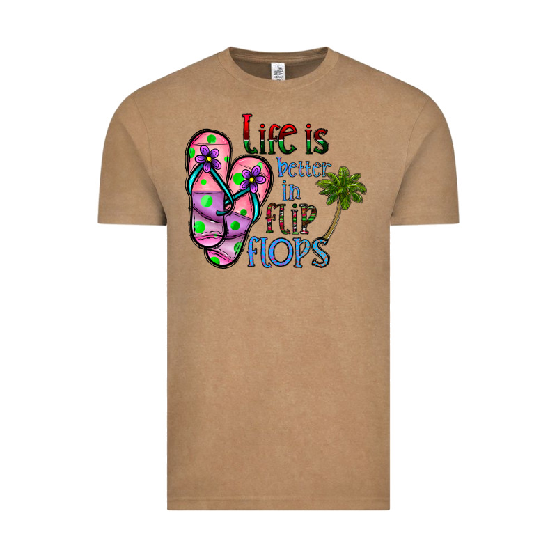 Life Is Better İn Flip Flops Vintage Tee by CowhideDigitalArt | Teevron