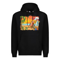 Black sunset beach background Premium Hoodie - BarkalooDesign