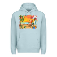 Blue Mist sunset beach background Premium Hoodie - BarkalooDesign