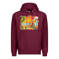 Burgundy sunset beach background Premium Hoodie - BarkalooDesign