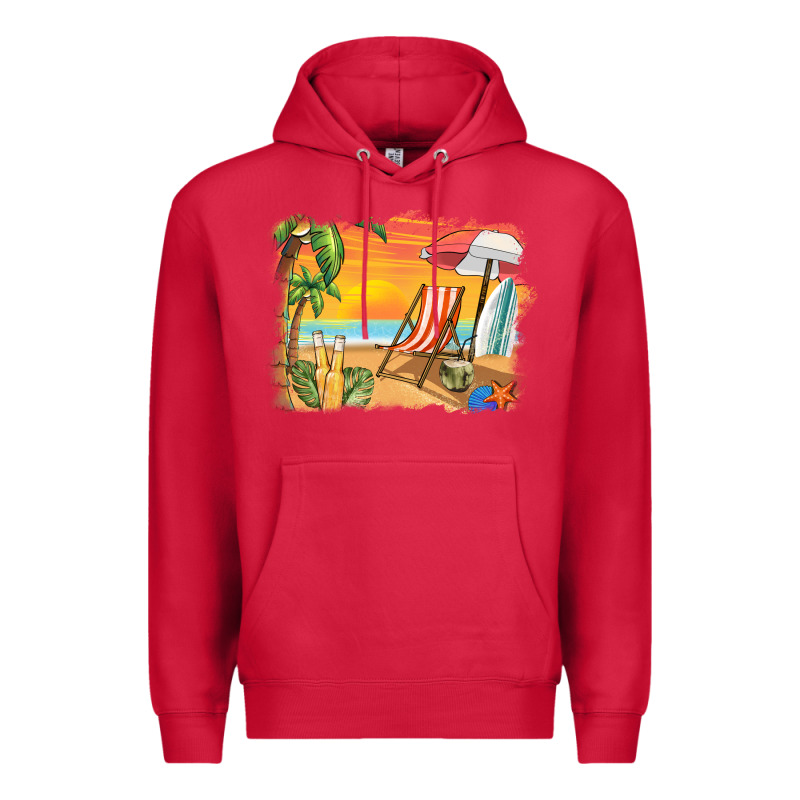 Sunset Beach Background Premium Hoodie by BarkalooDesign | Teevron
