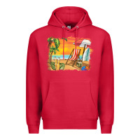 Cardinal sunset beach background Premium Hoodie - BarkalooDesign