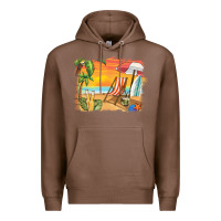 Chestnut sunset beach background Premium Hoodie - BarkalooDesign