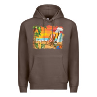 Coffee sunset beach background Premium Hoodie - BarkalooDesign