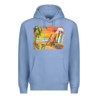 Colony Blue sunset beach background Premium Hoodie - BarkalooDesign