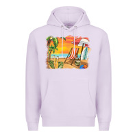 Lilac sunset beach background Premium Hoodie - BarkalooDesign