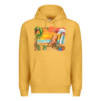 Mustard sunset beach background Premium Hoodie - BarkalooDesign
