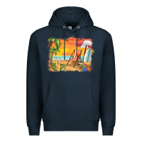 Navy sunset beach background Premium Hoodie - BarkalooDesign