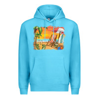 Ocean Blue sunset beach background Premium Hoodie - BarkalooDesign