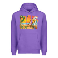 Purple sunset beach background Premium Hoodie - BarkalooDesign