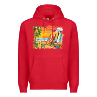 Red sunset beach background Premium Hoodie - BarkalooDesign