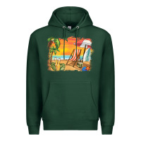 Sports Green sunset beach background Premium Hoodie - BarkalooDesign