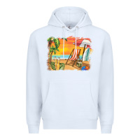 White sunset beach background Premium Hoodie - BarkalooDesign