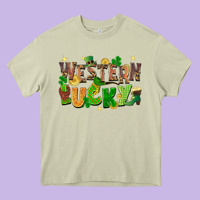Western Lucky Heavy Core Tee Designed By Fadigitalartstudio
