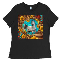 Black arabian horse Ladies Tee - LillyAllenDesigns