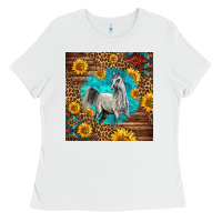 White arabian horse Ladies Tee - LillyAllenDesigns