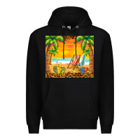 Black sunset beach Premium Hoodie - BarkalooDesign