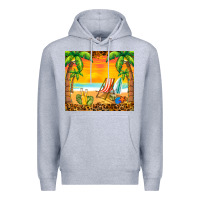 Heather Grey sunset beach Premium Hoodie - BarkalooDesign
