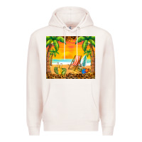 Pale Pink sunset beach Premium Hoodie - BarkalooDesign