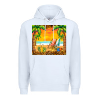 White sunset beach Premium Hoodie - BarkalooDesign