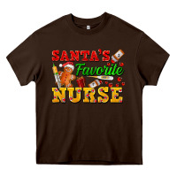 Chocolate Brown Santa's Favorite Nurse Heavy Core Tee - FaDigitalArtStudio