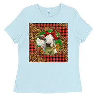 Baby Blue cute baby calf christmas Ladies Tee - LillyAllenDesigns