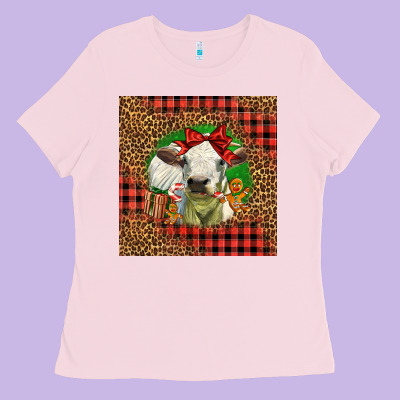Cute Baby Calf Christmas Ladies Tee Designed By Lillyallendesigns
