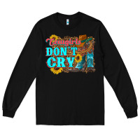 Black cowgirls don't crty boots hat sunflowers Long Sleeve Tee - Artiststas