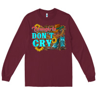 Burgundy cowgirls don't crty boots hat sunflowers Long Sleeve Tee - Artiststas