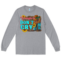 Heather Grey cowgirls don't crty boots hat sunflowers Long Sleeve Tee - Artiststas