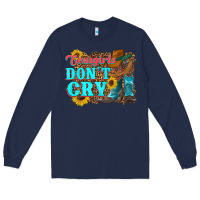 Navy cowgirls don't crty boots hat sunflowers Long Sleeve Tee - Artiststas