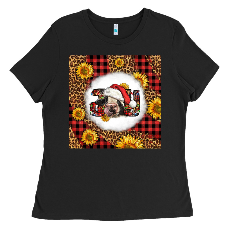 Joy Christmas Cow Ladies Tee by LillyAllenDesigns | Teevron