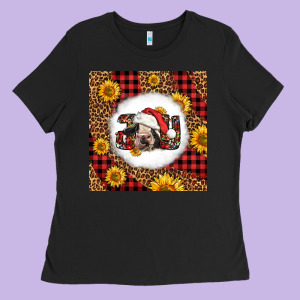 Joy Christmas Cow Ladies Tee Designed By Lillyallendesigns
