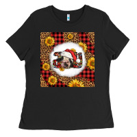 Black joy christmas cow Ladies Tee - LillyAllenDesigns