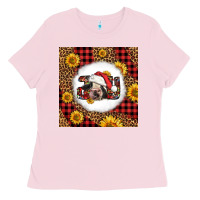 Bubblegum Pink joy christmas cow Ladies Tee - LillyAllenDesigns