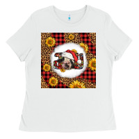 White joy christmas cow Ladies Tee - LillyAllenDesigns