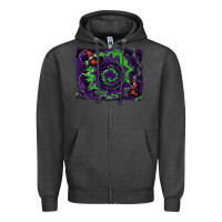 Charcoal Heather halloween witch hat backgraund Zipper Hoodie - RanaPortraitStore