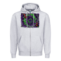 Heather Grey halloween witch hat backgraund Zipper Hoodie - RanaPortraitStore