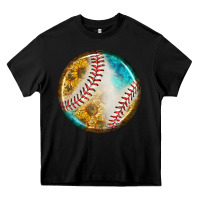 Black baseball with sunflower round earrings Heavy Core Tee - BundleAndBundleShop