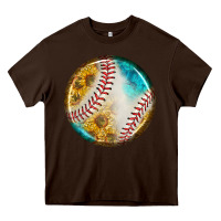 Chocolate Brown baseball with sunflower round earrings Heavy Core Tee - BundleAndBundleShop