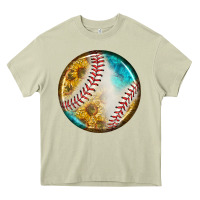 Mossy baseball with sunflower round earrings Heavy Core Tee - BundleAndBundleShop