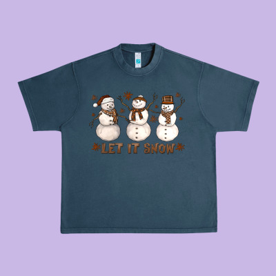 Let It Snow Snowmen Urban Heavy Tee Designed By Lillyallendesigns