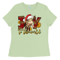 Matcha joy to the world christmas cow Ladies Tee - LillyAllenDesigns