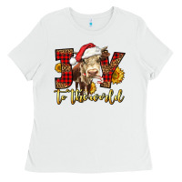 Joy To The World Christmas Cow Ladies Tee | Teevron
